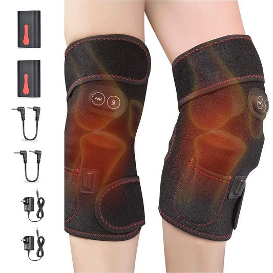 KIT Heated Knee Wrap Pad 1 Pack - Massage Heated Knee Brace with 3 Heat & 3 Vibration Modes, Heating Knee Pads Therapy for Relieving Bone Stinging, Joint Swelling, Meniscus Tear, Numbness Stiff