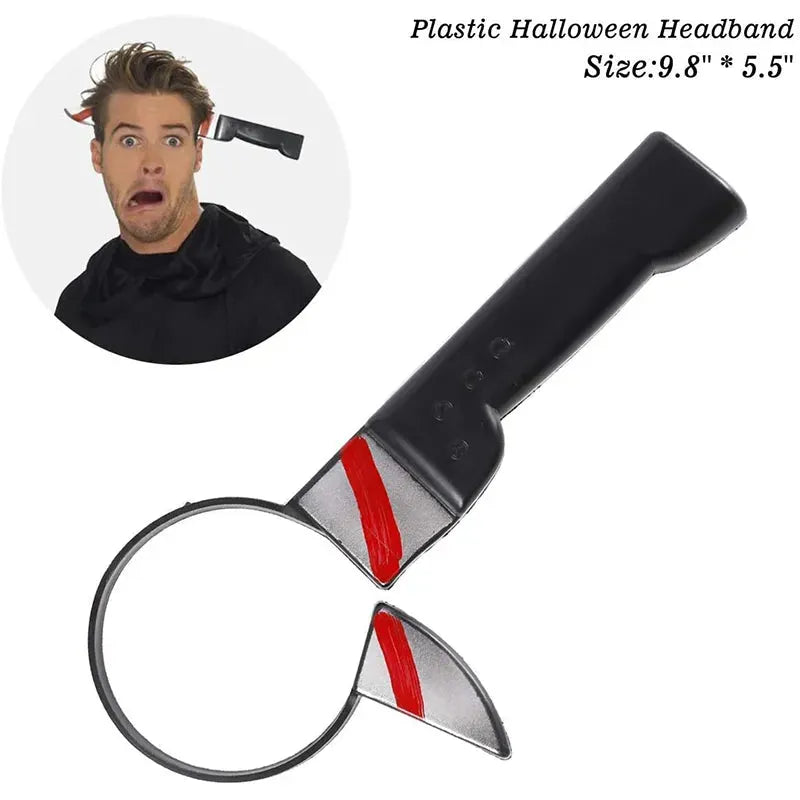 Halloween Costume Scary Weapon Headbands Rubber Plastic Knife Axe Cleaver and Scissor Horror Crown For Teen Men Halloween Decor