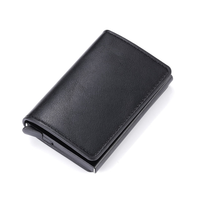 2021 Credit Card Holder Wallet Men Women RFID Aluminium Bank Cardholder Case Vintage Leather Wallet with Money Clips - Mike Armstrong