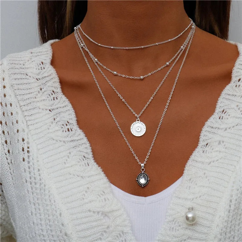 ENCHANTING MULTI-PENDANT LAYERED NECKLACE