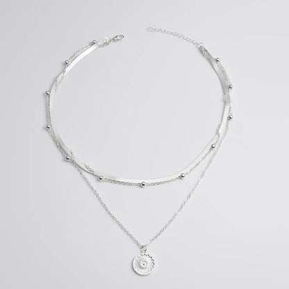 925 STERLING SILVER THREE-LAYER ROUND NECKLACE