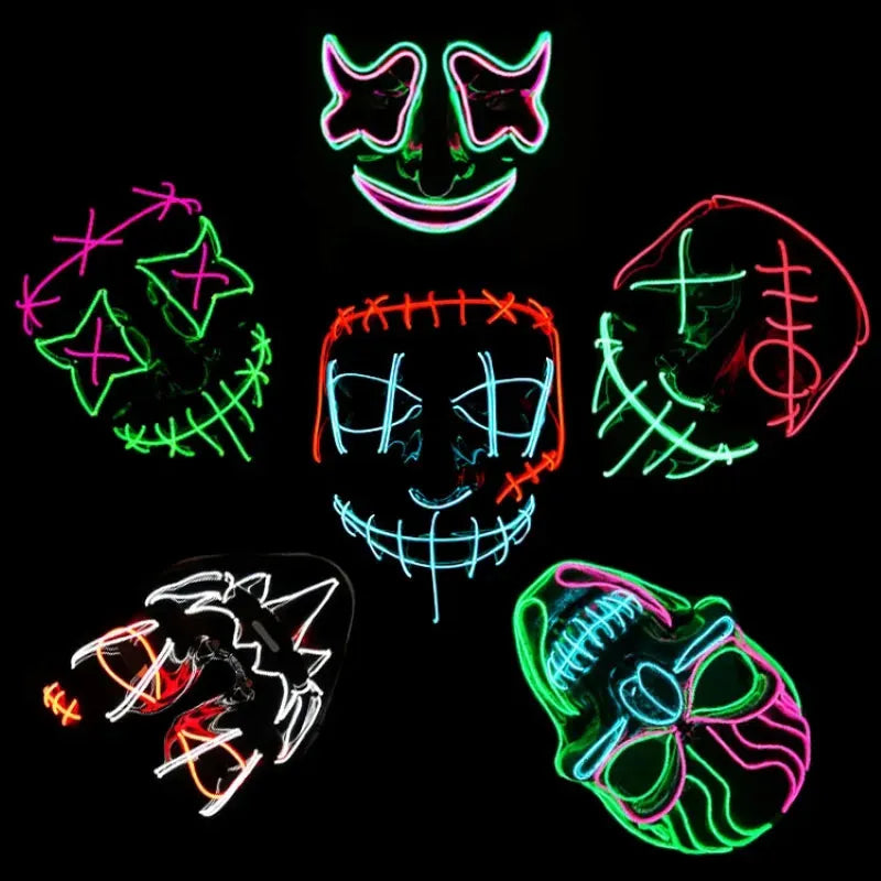 LED Neon Scary Halloween Mask: Illuminate the Night of Horror