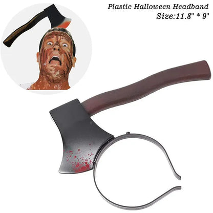 Halloween Costume Scary Weapon Headbands Rubber Plastic Knife Axe Cleaver and Scissor Horror Crown For Teen Men Halloween Decor