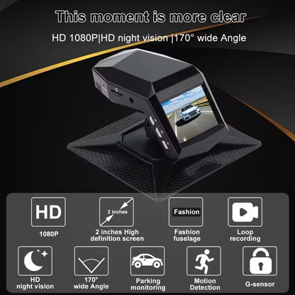 Dashcam HD 1080p à Vision Nocturne – Modèle Compact 2" pour Console Centrale