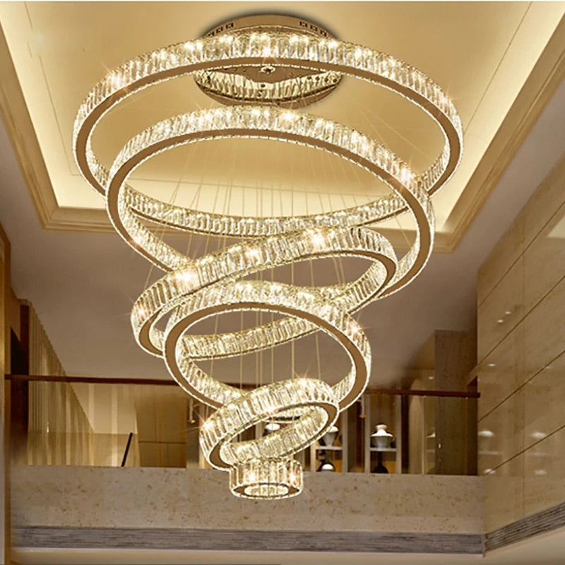 2022 Luxury Pendant Lamp LED Crystal Chandelier Lighting Fixtures Stair Light Polished Stainless For Lobby 110V / 220V Winfordo - Mike Armstrong