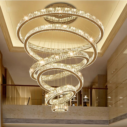2022 Luxury Pendant Lamp LED Crystal Chandelier Lighting Fixtures Stair Light Polished Stainless For Lobby 110V / 220V Winfordo - Mike Armstrong