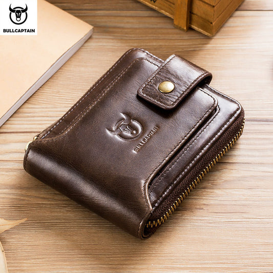 BULLCAPTAIN Brand men's Wallet Genuine Leather Purse Male Rfid Wallet Multifunction Storage Bag Coin Purse Wallet's Card Bags - Mike Armstrong